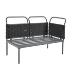 Set di mobili da esterno in corda intrecciata, divano sezionale moderno a 5 pezzi per patio con tavolo in vetro e cuscini