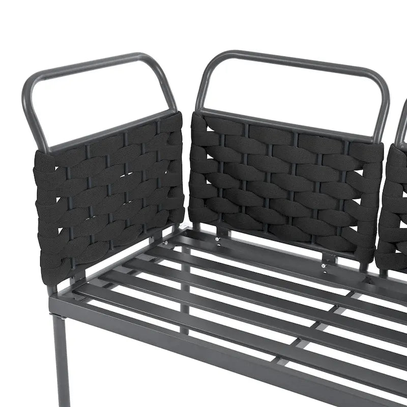 Set di mobili da esterno in corda intrecciata, divano sezionale moderno a 5 pezzi per patio con tavolo in vetro e cuscini