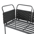 Set di mobili da esterno in corda intrecciata, divano sezionale moderno a 5 pezzi per patio con tavolo in vetro e cuscini