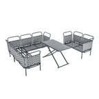 Set di mobili da esterno in corda intrecciata, divano sezionale moderno a 5 pezzi per patio con tavolo in vetro e cuscini