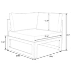 LeisureMod Chelsea Set da 4 Pezzi Sezionale da Esterno con Divanetto Nero in Alluminio con Cuscini