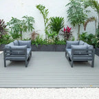 LeisureMod Chelsea Set da 4 Pezzi Sezionale da Esterno con Divanetto Nero in Alluminio con Cuscini