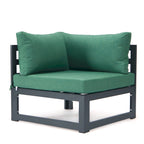 LeisureMod Chelsea Set da 4 Pezzi Sezionale da Esterno con Divanetto Nero in Alluminio con Cuscini