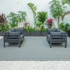 LeisureMod Chelsea Set da 4 Pezzi Sezionale da Esterno con Divanetto Nero in Alluminio con Cuscini