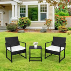 Set in Rattan da Tre Pezzi con 2 Poltrone Singole e 1 Tavolino da Caffè