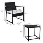 Set in Rattan da Tre Pezzi con 2 Poltrone Singole e 1 Tavolino da Caffè
