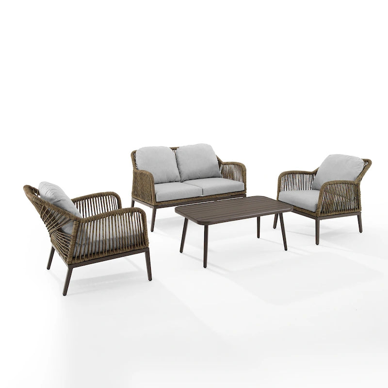 Set da conversazione Haven in vimini per esterni da 4 pezzi - 85P x 143L x 29,75A