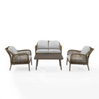 Set da conversazione Haven in vimini per esterni da 4 pezzi - 85P x 143L x 29,75A