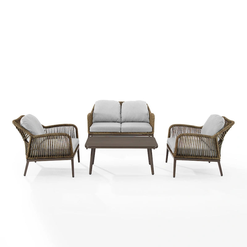 Set da conversazione Haven in vimini per esterni da 4 pezzi - 85P x 143L x 29,75A