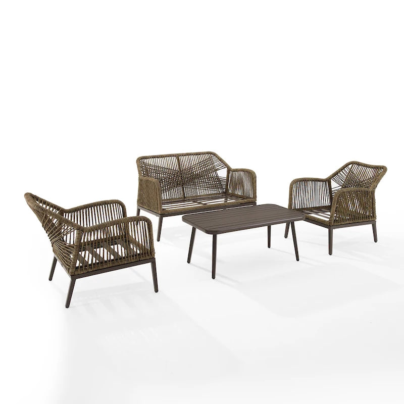 Set da conversazione Haven in vimini per esterni da 4 pezzi - 85P x 143L x 29,75A