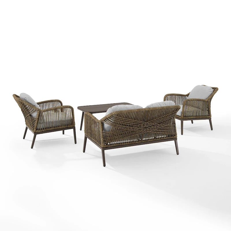 Set da conversazione Haven in vimini per esterni da 4 pezzi - 85P x 143L x 29,75A