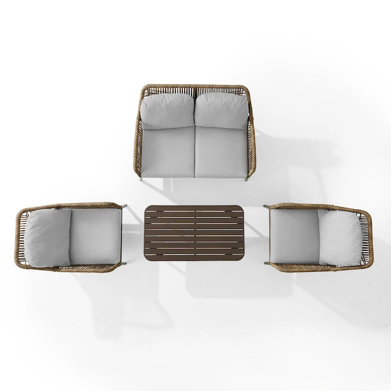 Set da conversazione Haven in vimini per esterni da 4 pezzi - 85P x 143L x 29,75A