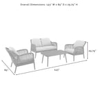 Set da conversazione Haven in vimini per esterni da 4 pezzi - 85P x 143L x 29,75A