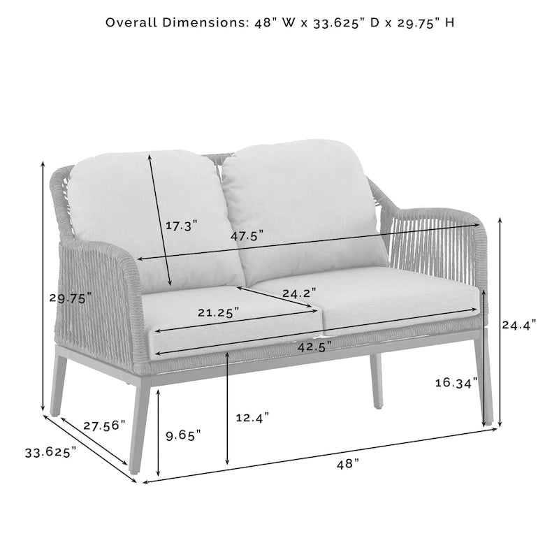 Set da conversazione Haven in vimini per esterni da 4 pezzi - 85P x 143L x 29,75A
