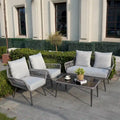 Set conversazione divano con cuscini in vimini per esterno Tappio 4 pezzi - 49.64L x 27.38P x 29.27A