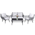 Set conversazione divano con cuscini in vimini per esterno Tappio 4 pezzi - 49.64L x 27.38P x 29.27A