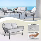 Set conversazione divano con cuscini in vimini per esterno Tappio 4 pezzi - 49.64L x 27.38P x 29.27A