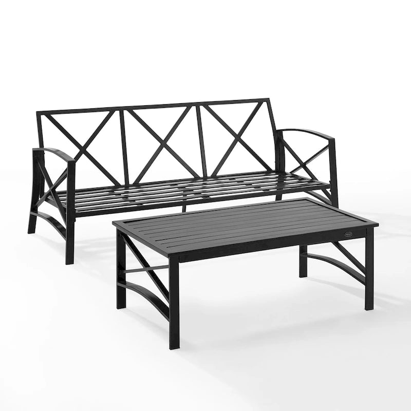 Set divano da esterno 2 pezzi Crosley Kaplan - 79 L x 65 P x 32 H