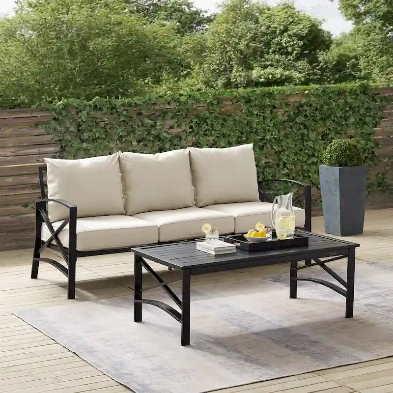 Set divano da esterno 2 pezzi Crosley Kaplan - 79 L x 65 P x 32 H