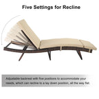 Patio Giardino Chaise Longue Singola in Vimini con Cuscino - 1Sdraio -Sedia