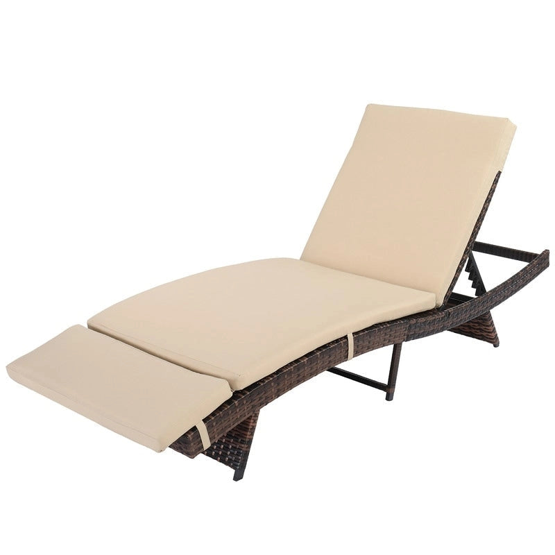 Patio Giardino Chaise Longue Singola in Vimini con Cuscino - 1Sdraio -Sedia