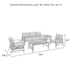 Crosley Kaplan Set Divano da Esterno 5pz - 147 L x 68.5 P x 32 H