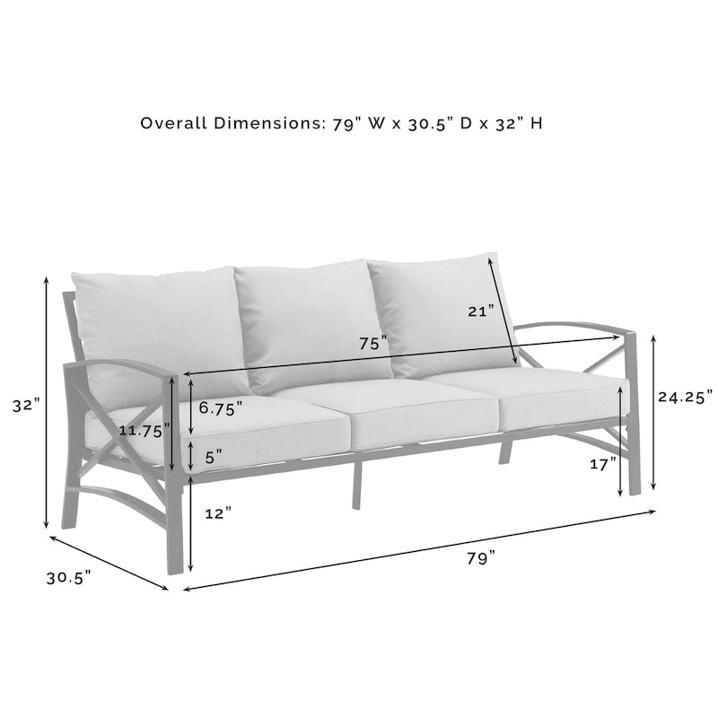 Crosley Kaplan Set Divano da Esterno 5pz - 147 L x 68.5 P x 32 H