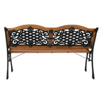 49 Banc de jardin extérieur Patio Parc Chaise Meuble Lattes en bois dur Cadre en fonte