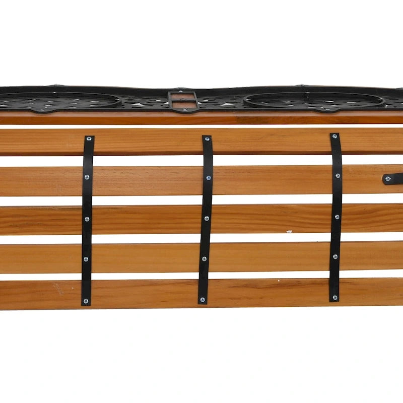 49 Banc de jardin extérieur Patio Parc Chaise Meuble Lattes en bois dur Cadre en fonte