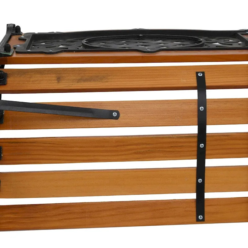 49 Banc de jardin extérieur Patio Parc Chaise Meuble Lattes en bois dur Cadre en fonte