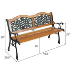 49 Banc de jardin extérieur Patio Parc Chaise Meuble Lattes en bois dur Cadre en fonte