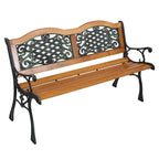 49 Banc de jardin extérieur Patio Parc Chaise Meuble Lattes en bois dur Cadre en fonte