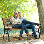 49 Banc de jardin extérieur Patio Parc Chaise Meuble Lattes en bois dur Cadre en fonte