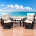 Set da conversazione girevole in vimini 3 pezzi Scammon Bay di Havenside Home