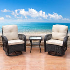 Set da conversazione girevole in vimini 3 pezzi Scammon Bay di Havenside Home