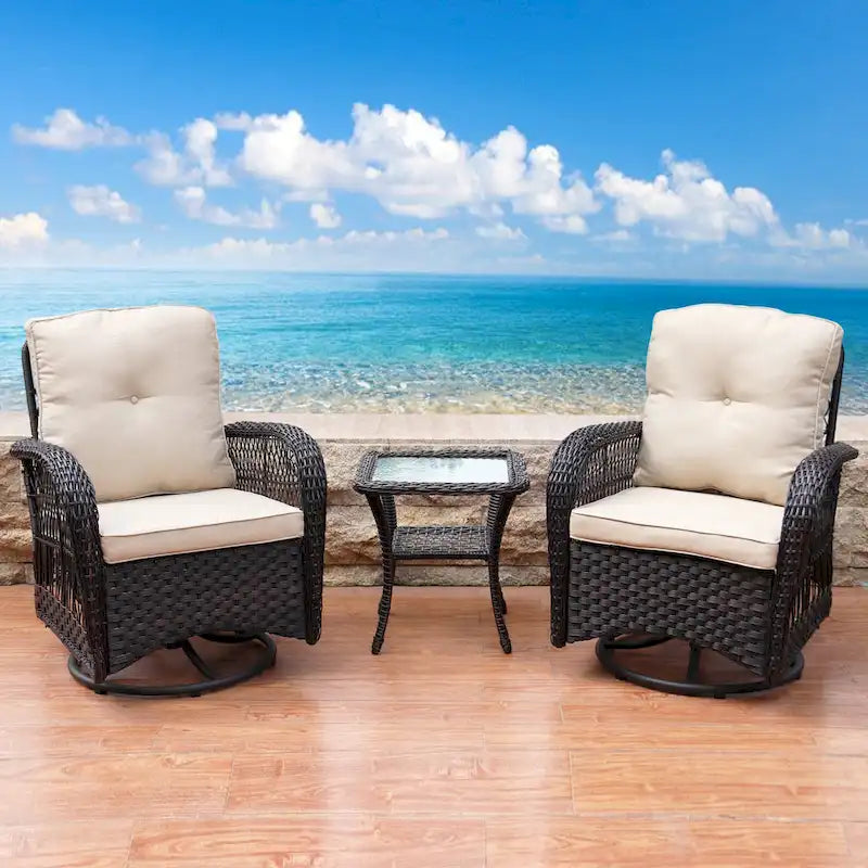 Scammon Bay 3-piece Wicker Swivel Conversation Set by Havenside Home