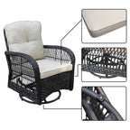 Set da conversazione girevole in vimini 3 pezzi Scammon Bay di Havenside Home