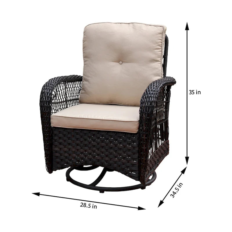 Set da conversazione girevole in vimini 3 pezzi Scammon Bay di Havenside Home