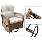 Set da conversazione girevole in vimini 3 pezzi Scammon Bay di Havenside Home
