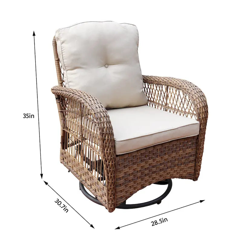Set da conversazione girevole in vimini 3 pezzi Scammon Bay di Havenside Home