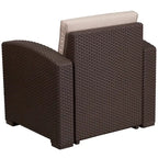 Sedia in finto rattan con cuscino per tutte le stagioni