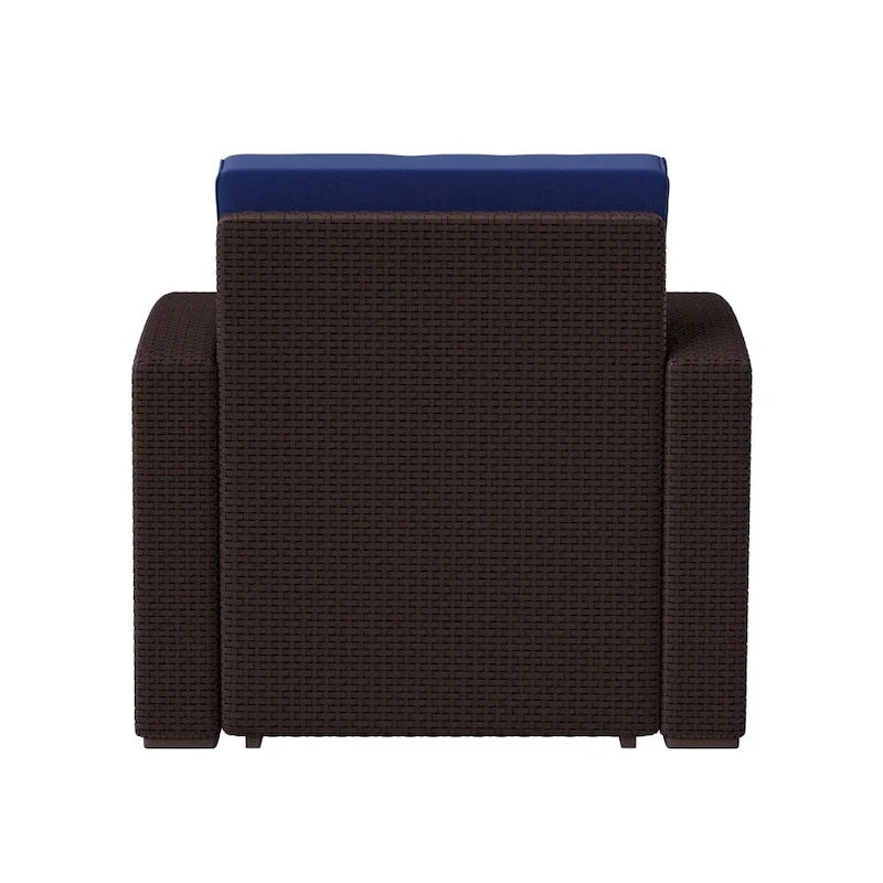 Sedia in finto rattan con cuscino per tutte le stagioni