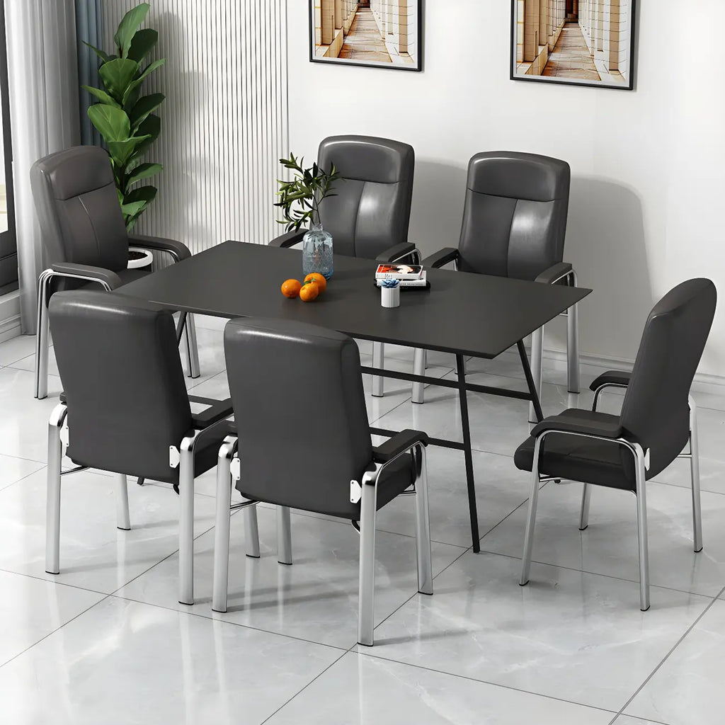 Sedia da ufficio HomeyFad moderna in pelle e metallo a 4 gambe con braccioli