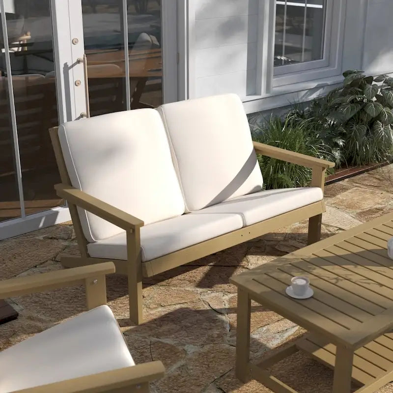 Divanetto Adirondack in poliresina per tutte le stagioni e cuscini