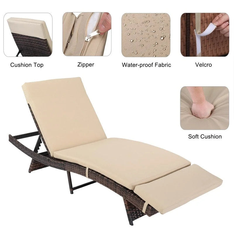 Sdraio da Esterno in Vimini per Giardino e Patio con Cuscino