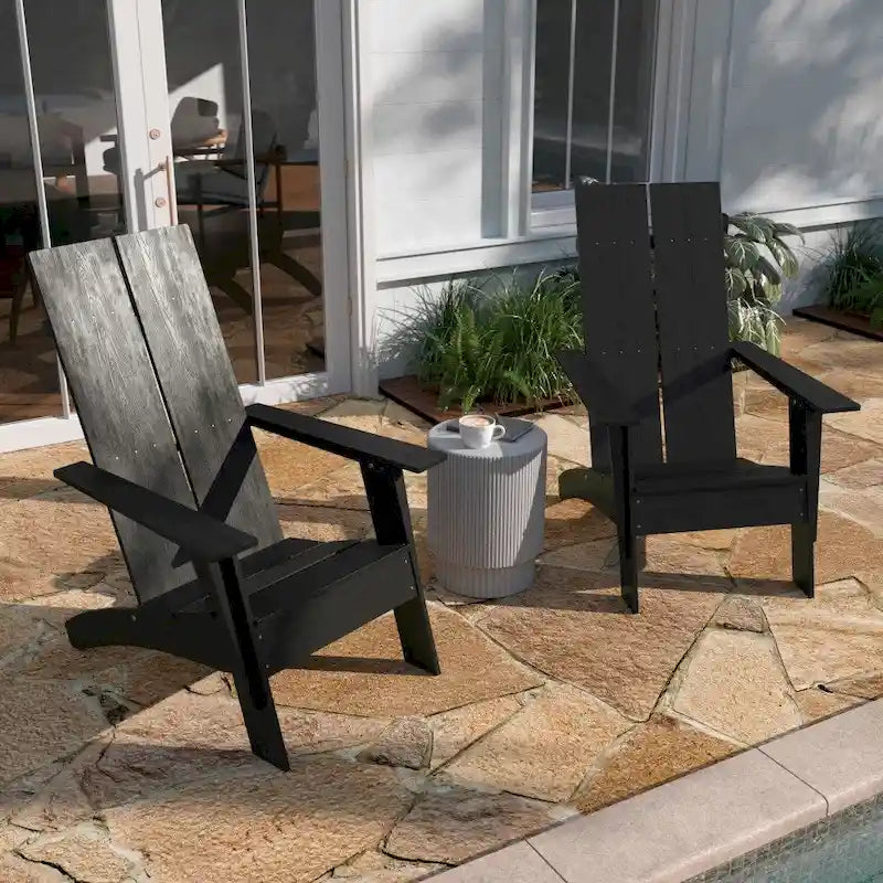 Sedie Adirondack moderne con schienale a doppia doga, set da 2