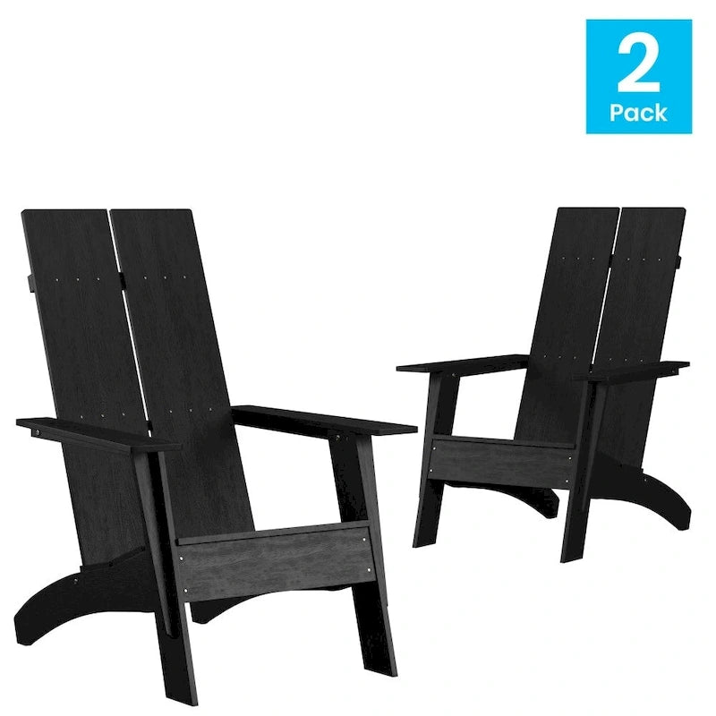 Sedie Adirondack moderne con schienale a doppia doga, set da 2