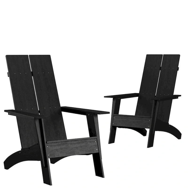 Sedie Adirondack moderne con schienale a doppia doga, set da 2