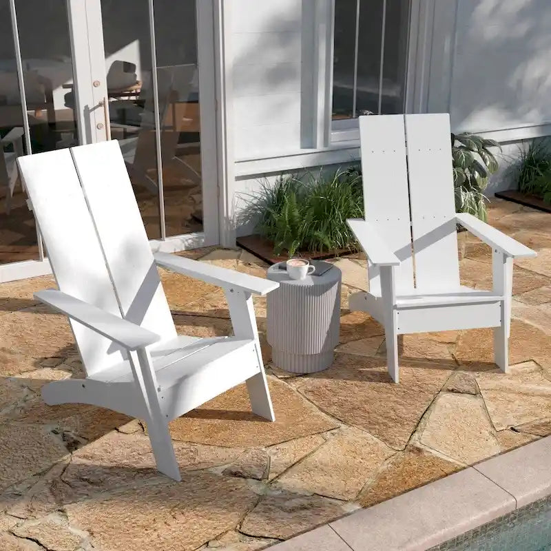 Sedie Adirondack moderne con schienale a doppia doga, set da 2