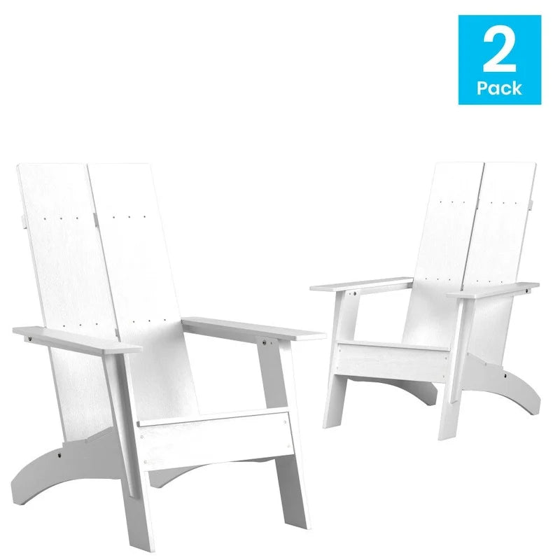 Sedie Adirondack moderne con schienale a doppia doga, set da 2